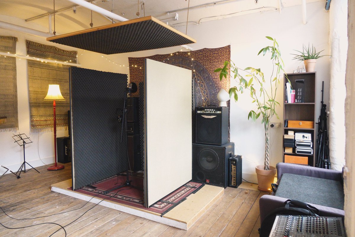 Live room with the booth set up for a session 
.
whitebearstudios.co.uk
.
#recordingstudiomanchester
#musicproduction #musicproducer #liveroom #vocalbooth
#manchesterrecordingstudio 
#mixingengineer