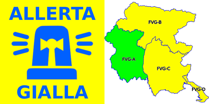 #AllertameteoFVG ALLERTA REG 30: DALLE 18:00 DEL 3/10 ALLE 12:00 DEL 4/10 ALLERTA GIALLA PER RISCHIO IDROGEOLOGICO SU FVG-B-C, IDRAULICA SU FVG-C E PER VENTO FORTE SU FVG B-C-D bit.ly/3lcJsoh