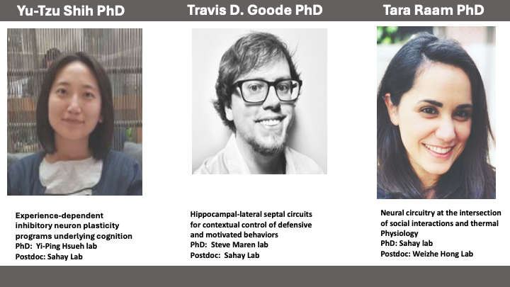 Excited for these 3 accomplished and kind scientists to go on the faculty job market this fall and share their exciting programs for the future.  <a href="/TravisDGoode/">Travis Goode</a> <a href="/tararaam_/">Tara Raam</a> and Twitter less Yu-Tzu Shih. It has been my pleasure working with you.  Good luck and enjoy the milestones.