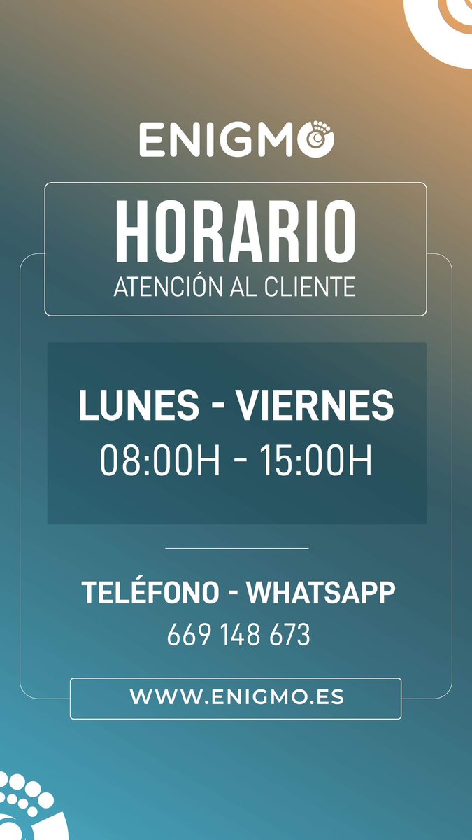 enigmoes's tweet photo. “Horario Atencion al cliente” ⏰ #horario #atencionalcliente #hora https://t.co/cI4SdLEdq1