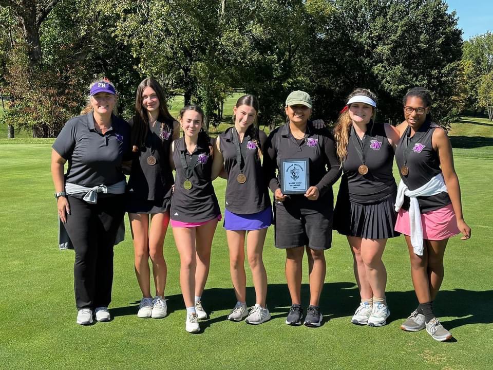 Congrats to the Varsity golf team for making school history!! A nice conference win, and most players placed in the top 15! Way to go! So proud 🥲💜⛳️🏌🏼‍♀️