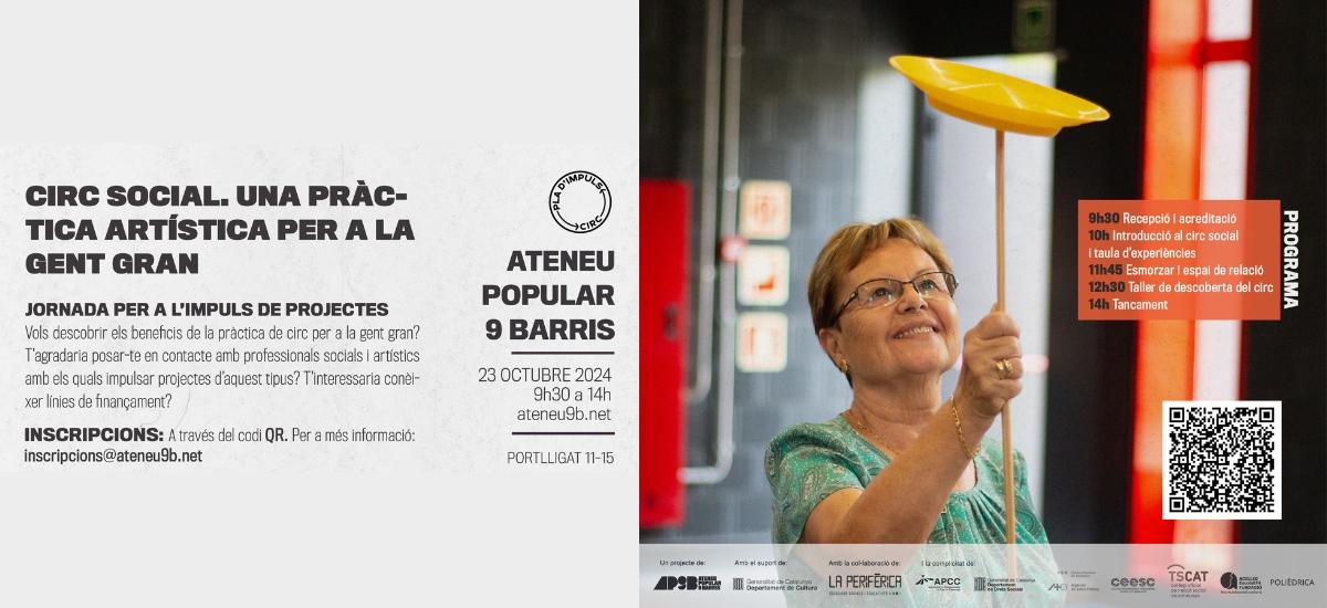 ceesc_cat's tweet photo. Espai de trobada per a entitats que es dediquen al #circsocial i organitzacions que treballen amb #gentgran
👉Promoure el circ com a pràctica artística saludable
👉Fomentar el treball en xarxa
🗓️23/10
📍@ateneu9b
🔗inscripció gratuïta: https://t.co/D2rgmShOdP https://t.co/X5h2CB7qtQ