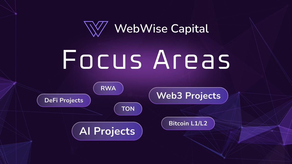 WebWiseCapital's tweet photo. 🚀 WebWise Capital Focus Areas 

🔗 Our main focus is on Web3 and AI projects, where we bring strong expertise and connections. 

🎯 We’re also exploring infrastructure, DeFi, RWA, TON ecosystem, and Bitcoin L1/L2 projects.

🎨 Open to innovative NFT projects beyond just images! https://t.co/aVRF9atNuR