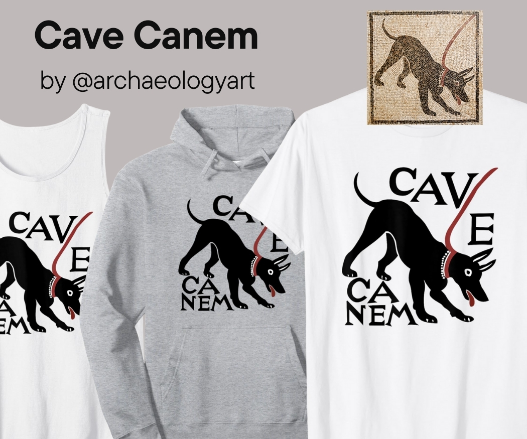 Cave Canem - This design is inspired by the Roman mosaic at the Casa di Orfeo, Pompeii, Italy. "Cave Canem" means "Beware of the dog" in Latin.

All Designs: amazon.com/stores/page/D5…