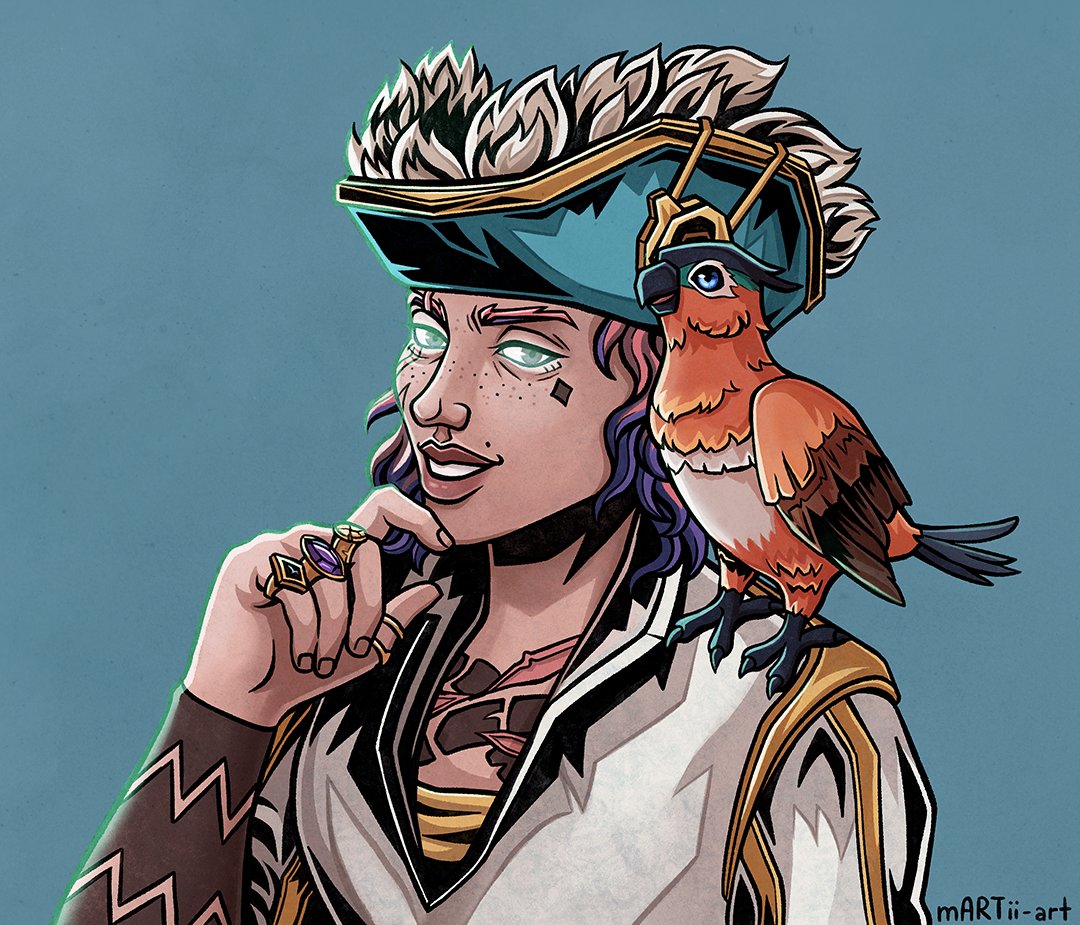 martii_art's tweet image. This fearless Pirate tackles every task aboard the brigantine while her crew is goofing around 😅 I’m one of those crew members 💀 What’s your crew dynamic like? Are you all business or the ship’s goofball?
Check out this portrait of my partner’s pirate, Eris! 💜 #SeaOfThieves