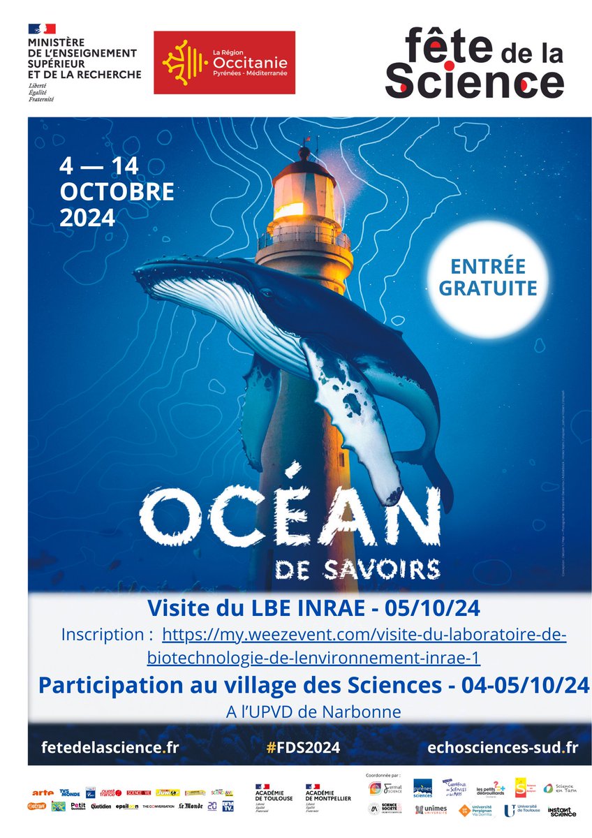 A l'occasion de la #fetedelascience, samedi 05 octobre, le LBE ouvrira ses portes au Grand Public. Inscriptions : my.weezevent.com/visite-du-labo…
Le laboratoire participera également au village des Sciences à l'UPVD de Narbonne, organisé par les Petits débrouillards, les 04 et 05 octobre