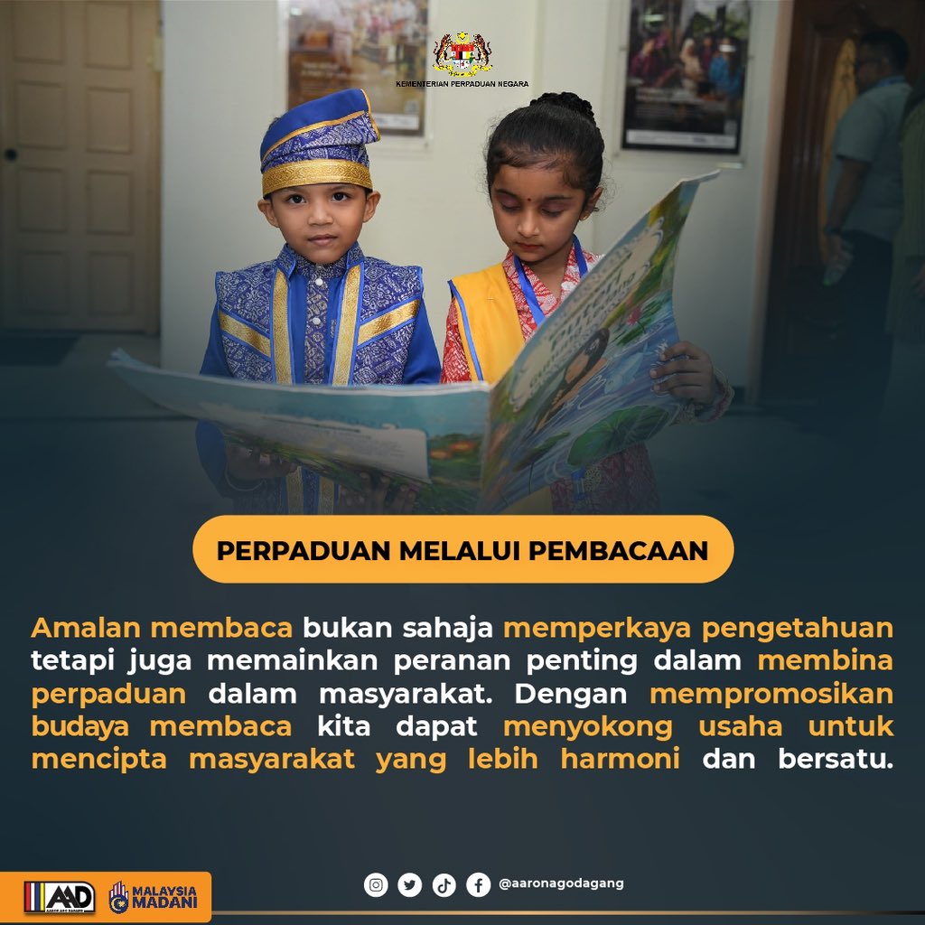 AaronAgoDagang's tweet photo. Amalan membaca bukan sahaja memperkaya pengetahuan tetapi juga memainkan peranan penting dalam membina perpaduan dalam masyarakat.  Dengan mempromosikan budaya membaca kita dapat menyokong usaha untuk mencipta masyarakat yang lebih harmoni dan bersatu.

#AAD
#KembaraPerpaduan
#SegulaiSejalai
#KitaBersama
#IniMalaysiaKita

2/2
