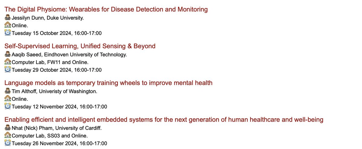 Our Mobile and Wearable Health Seminar series is restarting in a couple of weeks with an amazing line up!
check it out here: talks.cam.ac.uk/show/index/172…
Also some recordings from previous talks here: mobile-systems.cl.cam.ac.uk/seminars.html