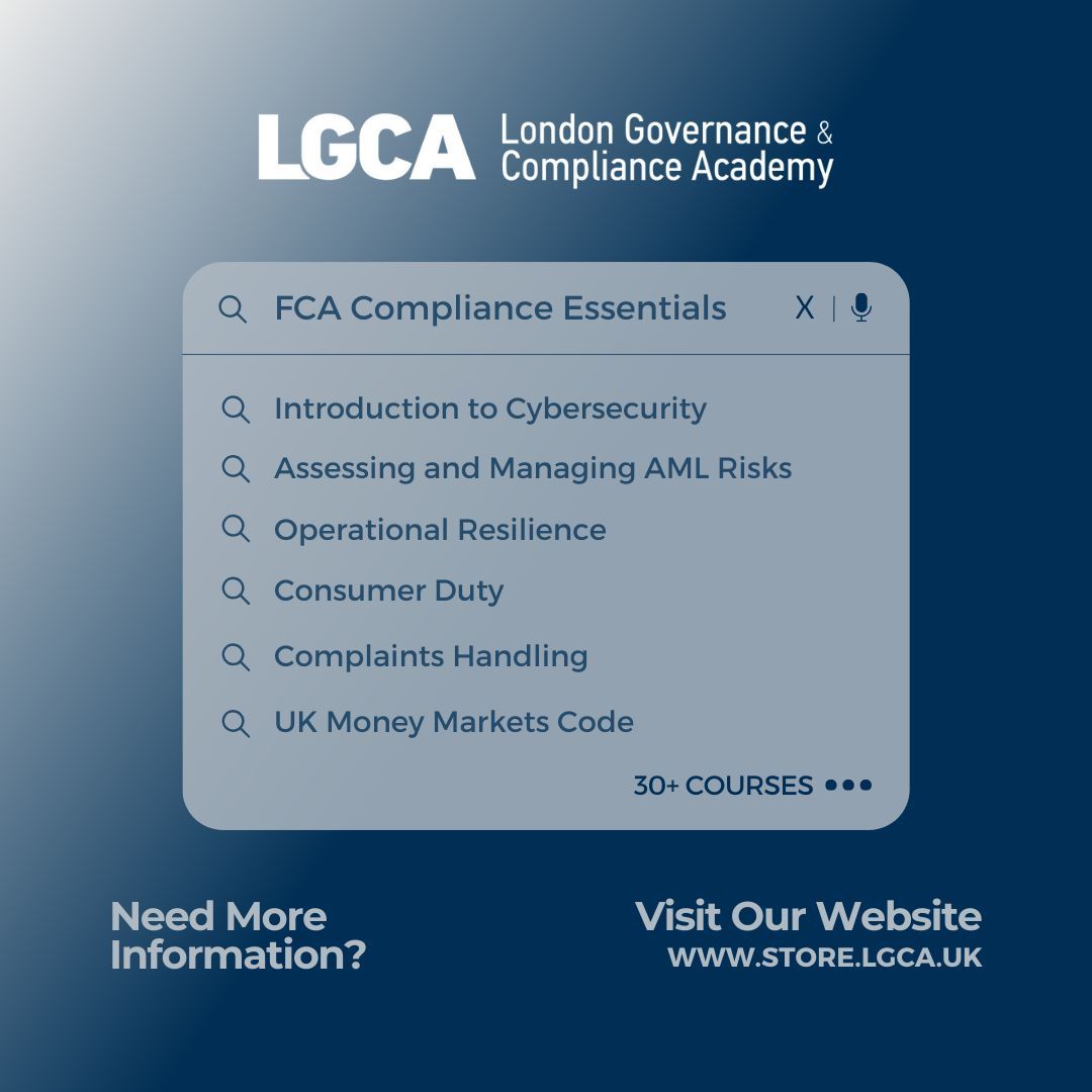 LGCA_UK's tweet photo. 🚀 Kick off your compliance journey with our FCA Compliance Essentials Bundle! 🚀

Access 30+ self-paced eLearning courses for just £499.00. Master UK laws &amp; regs, and fulfill your CPD requirements.

Learn more and register here | https://t.co/F9GpuL8BFi

#Compliance #FCA #CPD https://t.co/TJ2DVncL8P