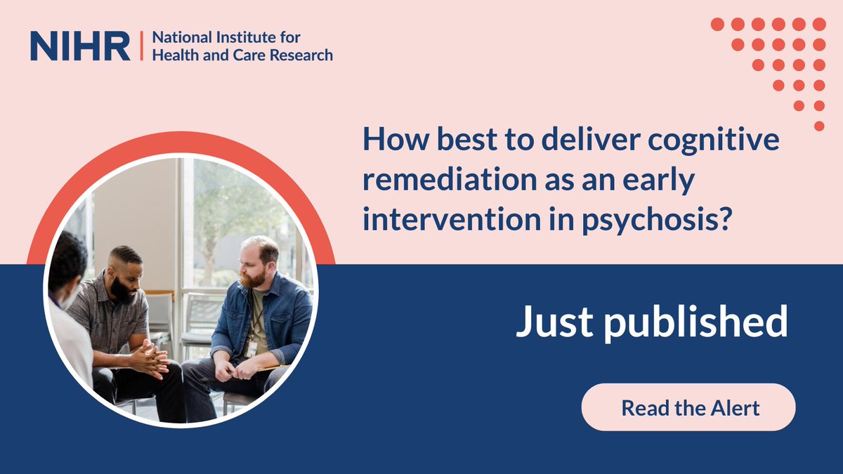 National Institute for Health and Care Research (@nihrresearch) on Twitter photo ๐ฌ For people with early #psychosis, researchers compared group delivery of cognitive remediation with 1-to-1 sessions.
โ
Both approaches were effective & offered good value for money.
Read more โก๏ธ evidence.nihr.ac.uk/alert/how-bestโฆ
<a href="/NIHRMaudsleyBRC/">NIHR Maudsley Biomedical Research Centre (BRC)</a> ๐ฌ For people with early #psychosis, researchers compared group delivery of cognitive remediation with 1-to-1 sessions.
โ
Both approaches were effective & offered good value for money.
Read more โก๏ธ evidence.nihr.ac.uk/alert/how-bestโฆ
<a href="/NIHRMaudsleyBRC/">NIHR Maudsley Biomedical Research Centre (BRC)</a>