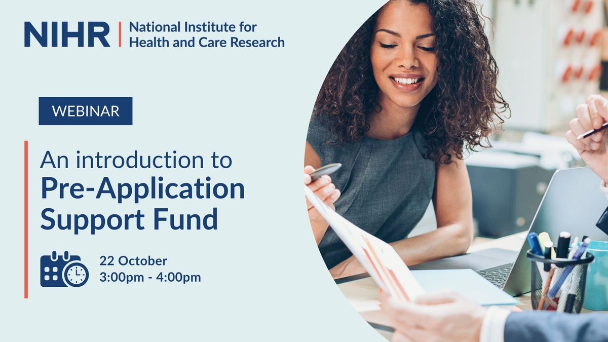 Do you need help preparing an NIHR career development application?

Register for an intro to the Pre-Application Support Fund webinar and learn about:

➡️the scheme's aims and the application process
➡️what the selection committee want to see + application tips
➡️a greater