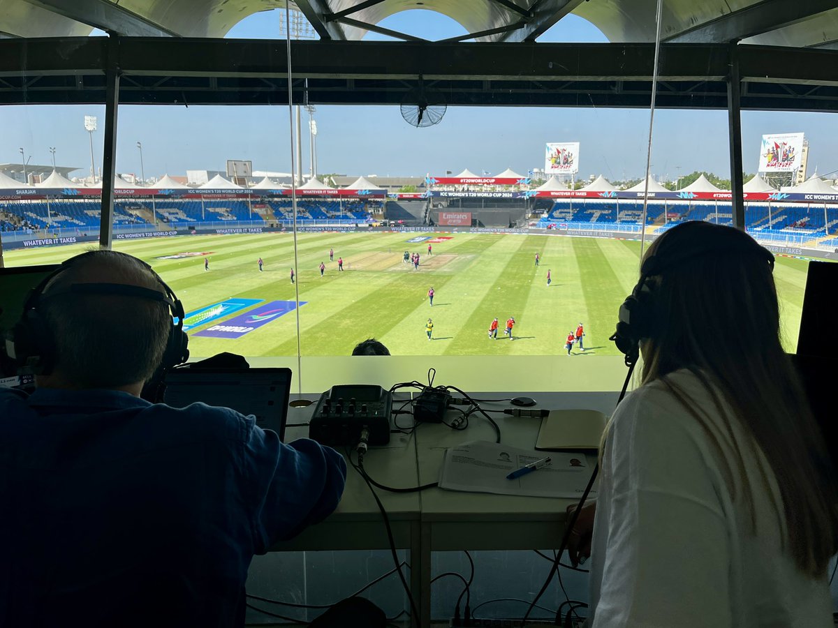 Henry Moeran (@henrymoeranbbc) on Twitter photo The view from the <a href="/bbctms/">Test Match Special</a> commentary box in Sharjah!
Every ball of every game from the UAE at the Women’s T20 World Cup will be live on @bbcsounds.
#bbccricket The view from the <a href="/bbctms/">Test Match Special</a> commentary box in Sharjah!
Every ball of every game from the UAE at the Women’s T20 World Cup will be live on @bbcsounds.
#bbccricket