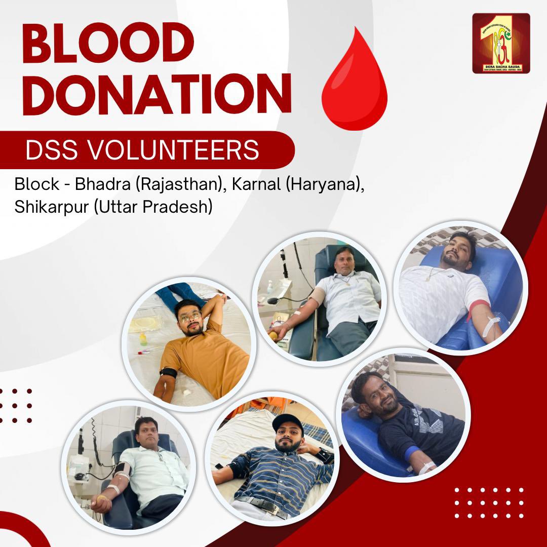 DSSNewsUpdates's tweet photo. Blood donation is not just a duty; it is a lifeline for individuals suffering from various medical conditions. Each donation is essential to ensure local hospitals have the necessary supply for surgeries, traumas, and ongoing medical care. Dera Sacha Sauda volunteers, following the compassionate path laid out by Saint Dr. MSG Insan, are dedicated to making blood donation accessible and impactful. By donating blood, you're not just saving lives; you're also inspiring others to contribute to this noble cause. 
#BloodDonation #TrueBloodPump #SavingLives #Humanity