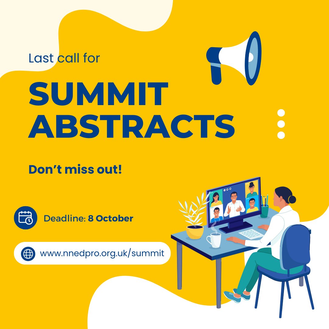 nnedpro's tweet photo. 🚨 Abstract Deadline: 8 Oct 🚨

Only a few days left to submit for the 10th International NNEdPro-IANE Summit. Showcase your research and join the Abstract Competition!

🔗 https://t.co/XKMG0YIUcq

#NutritionSummit #NNEdPro #IANE #PublicHealth #GlobalHealth #AbstractSubmissions https://t.co/YbnPmhqEZ1