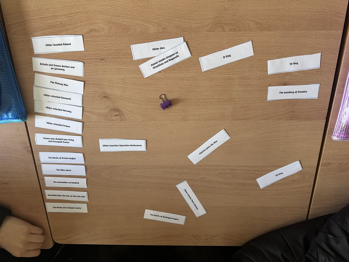 CFionnchua's tweet photo. 3rd Year History were busy in class this week. 
They worked in groups to put the main events of WWII into chronological order. 🔍
Bonus points if they did it under a certain time limit! 👏🏻 #jchistory #edchatie https://t.co/V5ynmyVeg7