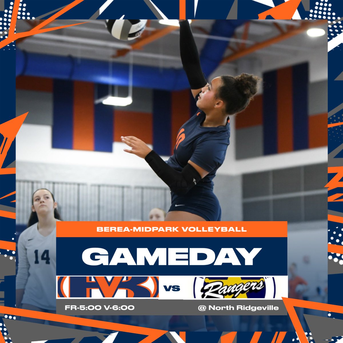 Final conference road trip!! Let’s do this💙🧡⚡️ 
📍 N. Ridgeville HS
⏰FR-5:00 V-6:00
📺 fan.hudl.com