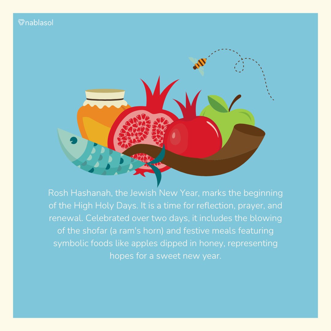 nablasol's tweet photo. Rosh Hashanah is a time for reflection, renewal, and hope.

 As we celebrate the Jewish New Year, let’s embrace the chance for new beginnings, sweet moments, and meaningful connections. 

Wishing everyone a year filled with joy, growth, and prosperity. 🍎🍯 

#RoshHashanah https://t.co/D1Ybr8lnjl