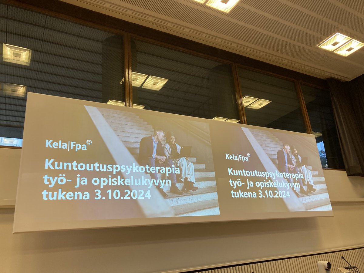 Kuntoutuspsykoterapia on vaikuttavaa työkyvyn kuntoutusta. Tänään pidettiin seminaari tekemämme selvityksestä ja kehittämissuosituksista. <a href="/tyoterveys/">Työterveyslaitos</a> #kuntoutuspsykoterapia Kuntoutuspsykoterapian toteutuminen : selvitys helda.helsinki.fi/handle/10138/5…