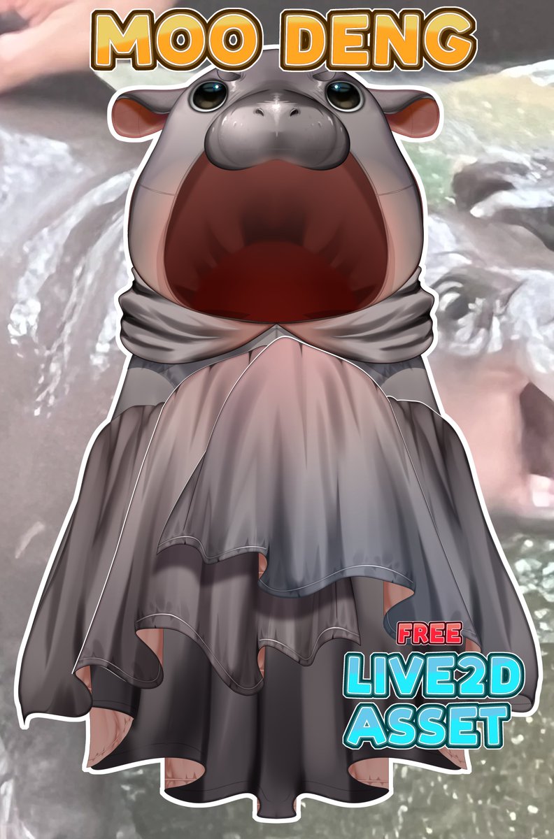🔴Moo Deng Cloak 🦛
Free Live2d Asset

This is my first Live2D asset and rushed too, so it might have errors OWO/ ENJOY~

Download below🔻
#Live2D #vtuber #VTuberAssets