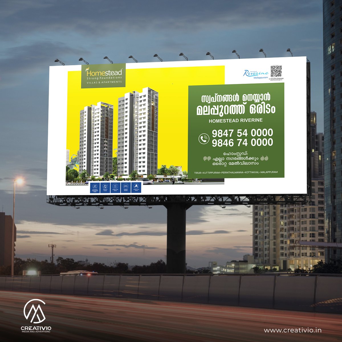 CreativioM78007's tweet photo. We are proud to present the exceptional hoarding designs we crafted for Homestead Projects, one of North Kerala’s most trusted and renowned homemakers. https://t.co/qDxP2U8rOL