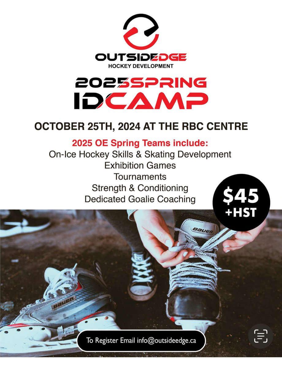 REGISTER TODAY FOR 2025 SPRING HOCKEY TEAMS 2018-2012!
Email: info@outsideedge.ca