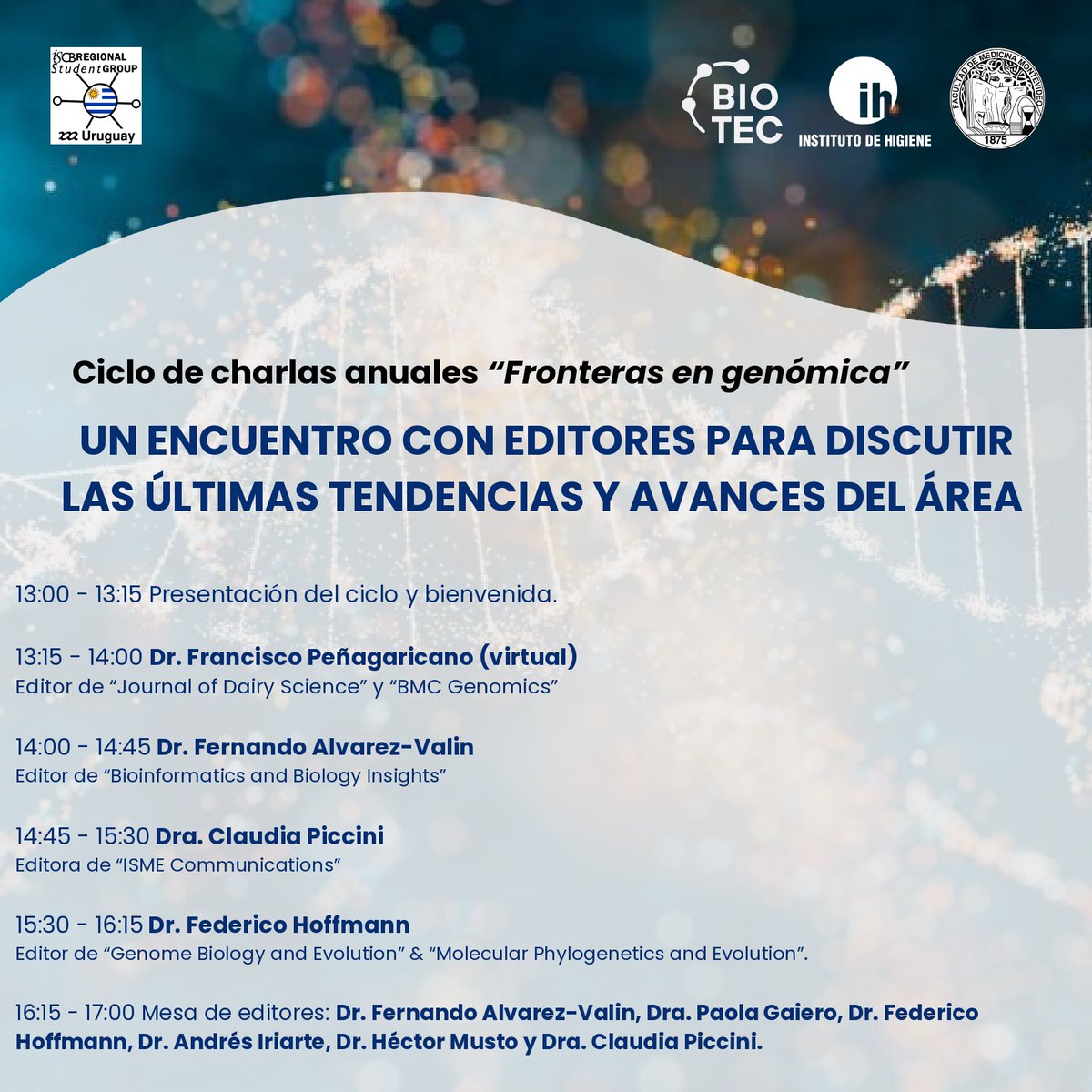 RSG_Uruguay's tweet image. 🌟 ¡Estás invitad@! 🌟
La Unidad Académica de Desarrollo Biotecnológico de FMed, junto con RSG Uruguay (Grupo Regional de Estudiantes de la ISCB), te invitan al Ciclo de Charlas Anuales: Fronteras en Genómica 2024.
👩🔬👨🔬 ¡No te lo pierdas! 🚀💡
#Genómica #RSGUruguay #ISCB