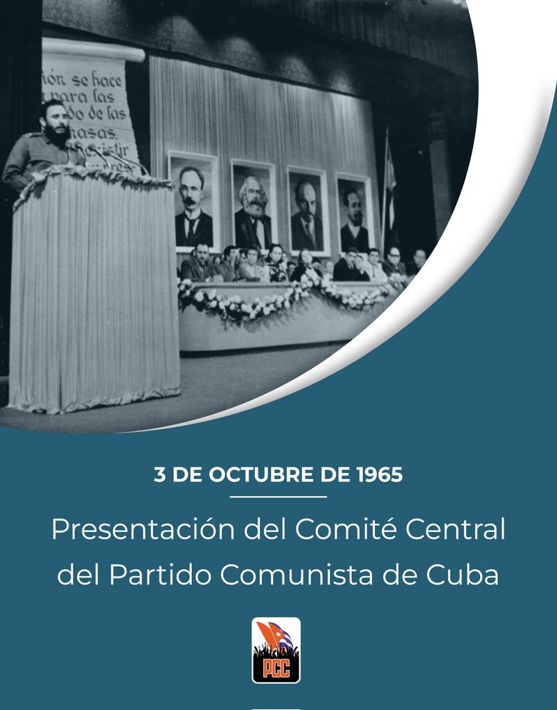 DefendiendoCuba's tweet photo. Hoy celebramos la creación del 1️⃣ Comité Central del Partido Comunista de #Cuba, hecho que consolidó la unidad ideológica y organizativa de la agrupación de vanguardia de la Revolución. 👇

Aquí está la fuerza política dirigente superior con #UnidadYContinuidad #DefendiendoCuba🇨🇺 https://t.co/lzwK5I5GQY