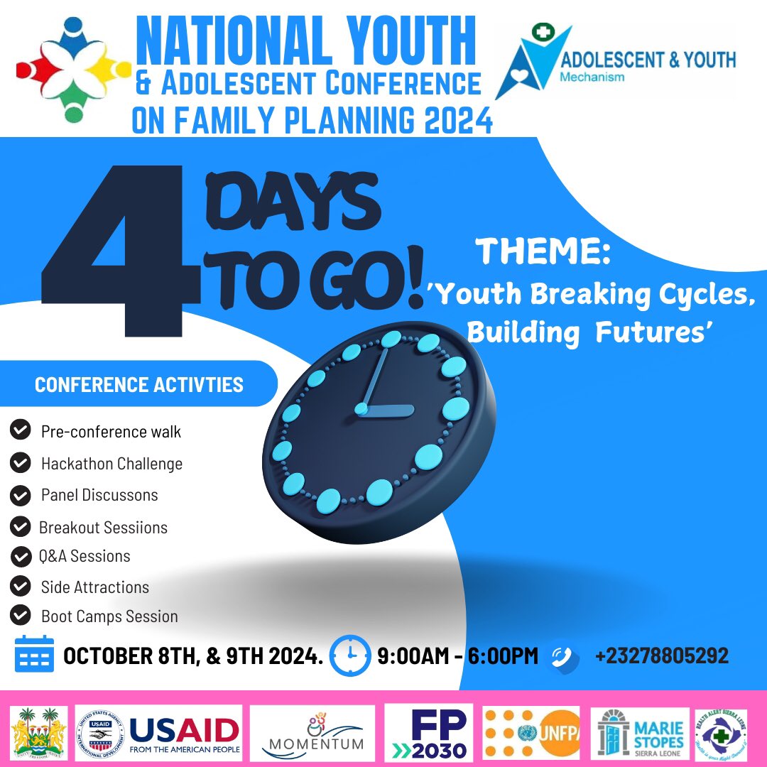 Adolescent & Youth Mechanism Sierra Leone (@aymechanism) on Twitter photo We are Buzzing! Tic tock we can’t wait!
<a href="/USAID_MOMENTUM/">USAID MOMENTUM</a> <a href="/mohs_sl/">MoH</a> <a href="/FP2030NWCA/">FP2030NWCA</a> <a href="/UNFPASierraleon/">UNFPA Sierra Leone</a> <a href="/AlertHealt2009/">Health Alert Sierra Leone</a>
#NYAFP2024 We are Buzzing! Tic tock we can’t wait!
<a href="/USAID_MOMENTUM/">USAID MOMENTUM</a> <a href="/mohs_sl/">MoH</a> <a href="/FP2030NWCA/">FP2030NWCA</a> <a href="/UNFPASierraleon/">UNFPA Sierra Leone</a> <a href="/AlertHealt2009/">Health Alert Sierra Leone</a>
#NYAFP2024