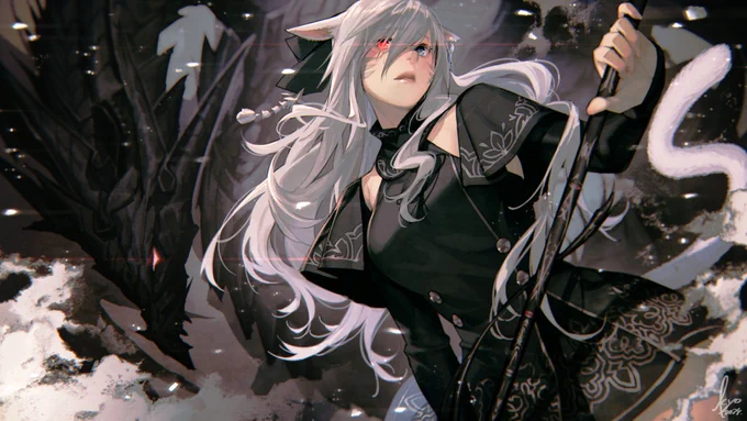 お題:竜とミコッテさん #ff14 