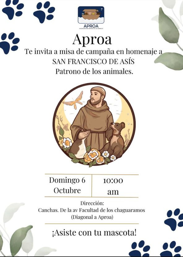 aproavzla's tweet photo. 🐾 ¡No te pierdas la Misa de Bendición de las Mascotas! Este 06/10/24 a las 10 am en las Canchas de la Av. Facultad, Los Chaguaramos. Habrá vacunación y desparasitación gratuita, rifas y más. ¡Tsunami y su entrenador Jorge Beens estarán con nosotros! #Aproa #BendiciónDeMascotas https://t.co/g7smkSIgH2