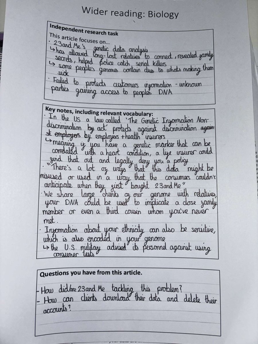 An example of Wider Reading in A-Level Biology! 📚 <a href="/ESJ6form/">Epping St John’s Sixth Form</a> <a href="/EppingStJohns/">ESJ</a>