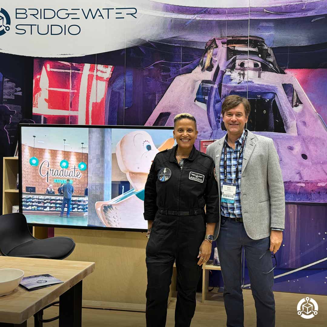 BridgewaterStdo's tweet image. Proof that you never know who you might meet at #ASTC! 🚀 

Artist, author, educator, and #astronaut Dr. Sian Proctor popped by our booth last weekend and chatted with our VP of Media and Technology, Brian Dressel. 

Just one of many inspirational moments from ASTC!