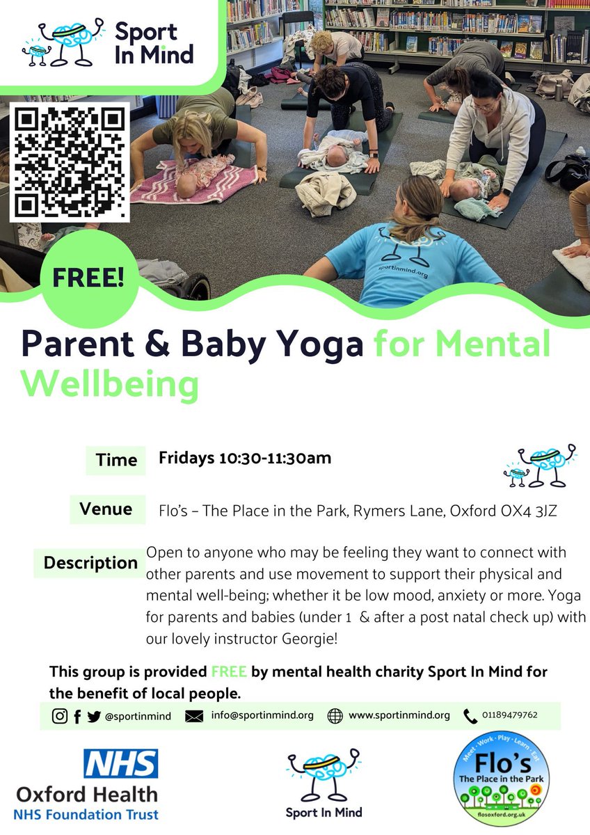 Home-Start Oxford (@homestart_ox) on Twitter photo Free Parent and Baby Yoga for mental wellbeing course weekly on Fridays, 10.30-11.30am at <a href="/flosoxford/">Flo's | The Place in the Park</a> thanks to <a href="/sportinmind/">Sport in Mind</a>. Great opportunity to meet other parents while enjoying some gentle yoga to boost your wellbeing! Find out more below
#HereForFamilies #MentalHealth Free Parent and Baby Yoga for mental wellbeing course weekly on Fridays, 10.30-11.30am at <a href="/flosoxford/">Flo's | The Place in the Park</a> thanks to <a href="/sportinmind/">Sport in Mind</a>. Great opportunity to meet other parents while enjoying some gentle yoga to boost your wellbeing! Find out more below
#HereForFamilies #MentalHealth
