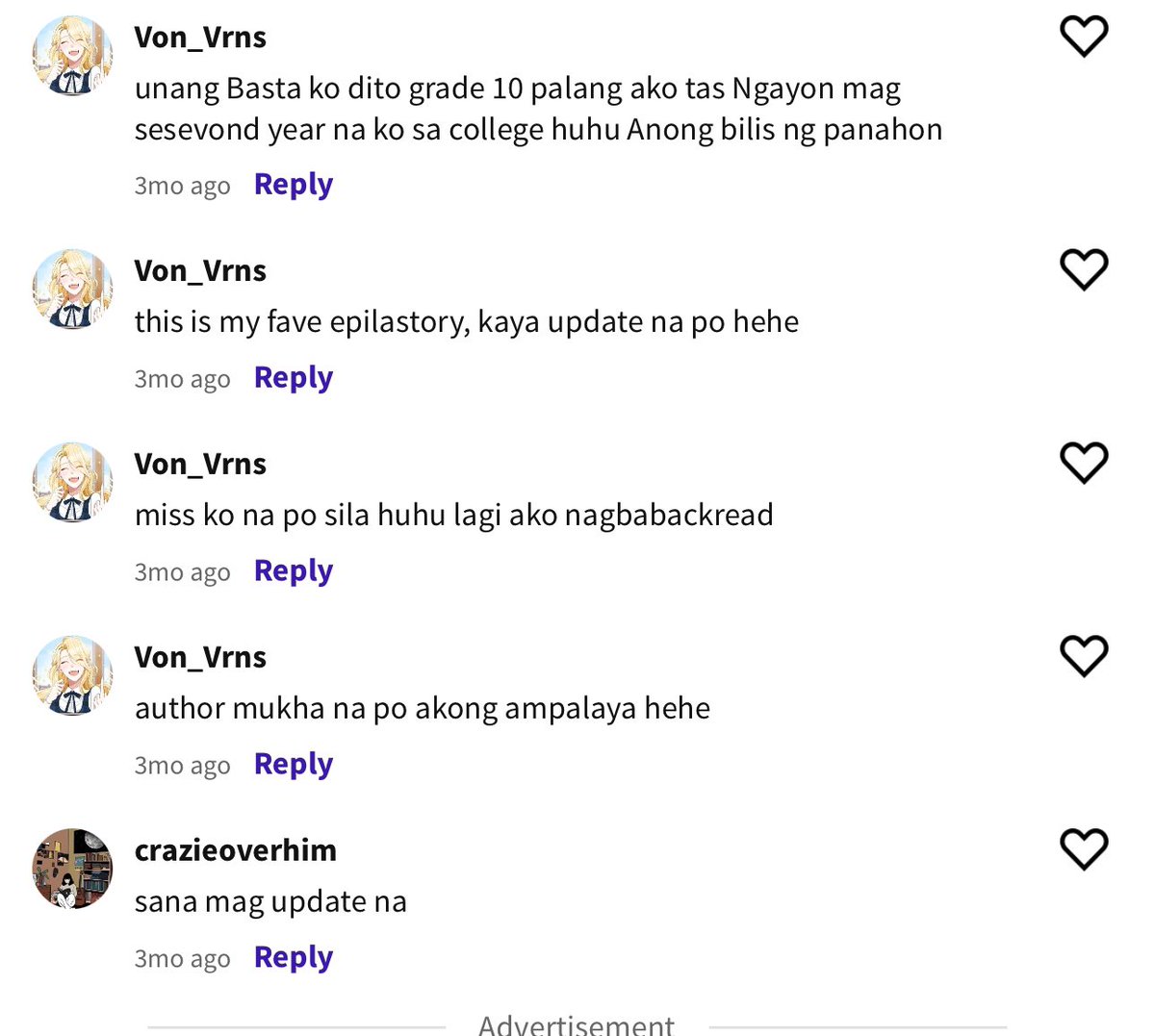 ScribblerMia's tweet photo. Huy, tawang tawa ako! Ang lala ko pala talaga magupdate. Sorry na, guys! Nagdadalaga at nagbibinata na kayo, ang iba may mga asawa at anak na. 😂 https://t.co/rSek98Z4x1