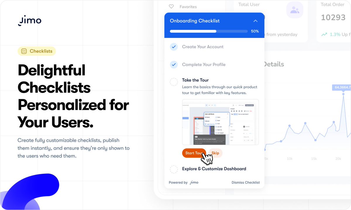 We released the Checklist feature a couple weeks ago. And it's been wild. Onboarding conversions have spiked!

Give your users the perfect start, every time.