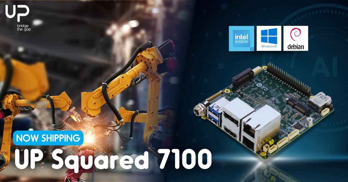 UP Squared 7100 is now shipping! 📦 Powered by Intel® N-Series Processors and designed for edge AI, video applications, and industrial use, this new generation of compact palm-size developer boards is ready to ensure efficiency.

Order here: up-shop.org/default/up-squ…