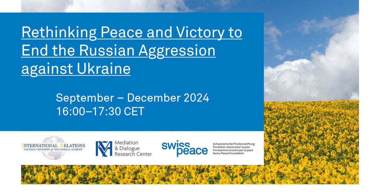 swisspeace (@swisspeace) on Twitter photo Join us for the 2nd edition of our seminar series, “Perceptions of Peace in Times of War: Public Opinion Evidence from Ukraine.”
📅10 October 2024
📍Online
🔎 Info: t.ly/1IGue
✒️Sign up: t.ly/_PLg7
<a href="/KyselovaTetiana/">Tatiana Kyselova</a>
<a href="/DanaMLandau/">Dr Dana M. Landau</a>
<a href="/IntlNegotiation/">International Negotiation</a> Join us for the 2nd edition of our seminar series, “Perceptions of Peace in Times of War: Public Opinion Evidence from Ukraine.”
📅10 October 2024
📍Online
🔎 Info: t.ly/1IGue
✒️Sign up: t.ly/_PLg7
<a href="/KyselovaTetiana/">Tatiana Kyselova</a>
<a href="/DanaMLandau/">Dr Dana M. Landau</a>
<a href="/IntlNegotiation/">International Negotiation</a>