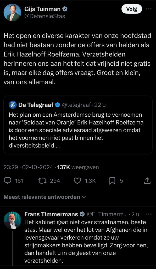 BartvanHorck's tweet image. Meesterlijk antwoord. Frans Timmermans on 🔥 

Wel commentaar geven op straatnamen, want woke. Ondertussen Afghanen die NL’se soldaten hielpen, laten stikken. 

#gamesetmatch