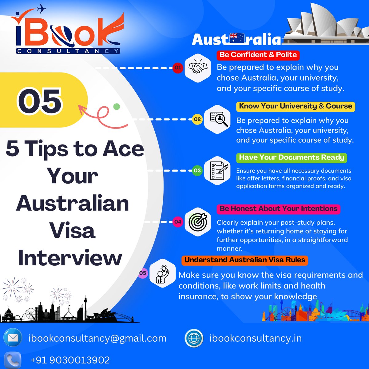 iBookConsultant's tweet image. Get ready to ace your Australian visa interview with these 5 expert tipsContact Us:
📞 +91 9030013902
✉️ ibookconsultancy@gmail.com
🌐 ibookconsultancy.in

#australianvisa #visainterviewtips #studyinaustralia #bestabroadconsultancy #hyderabadconsultants
