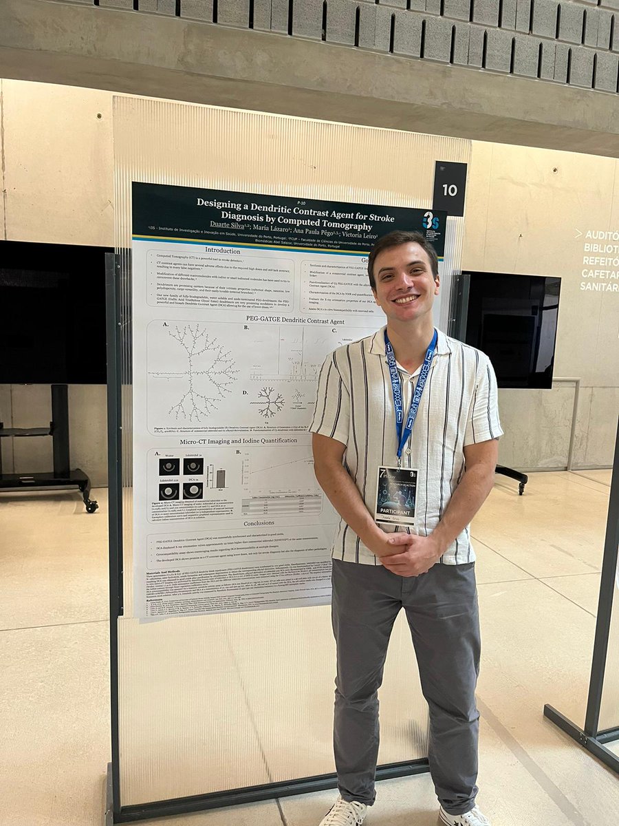 nBTT | Pêgo Lab (@pegolab_nbtt) on Twitter photo First day of #7thPhDDay at <a href="/i3S_UPorto/">i3S-Instituto de Investigação e Inovação em Saúde</a> and we are very excited to have one poster from our lab! Come meet our recent PhD student Duarte Silva and hear more about his work in designing a dendritic contrast agent for stroke diagnosis! ⚗💊🧠 First day of #7thPhDDay at <a href="/i3S_UPorto/">i3S-Instituto de Investigação e Inovação em Saúde</a> and we are very excited to have one poster from our lab! Come meet our recent PhD student Duarte Silva and hear more about his work in designing a dendritic contrast agent for stroke diagnosis! ⚗💊🧠