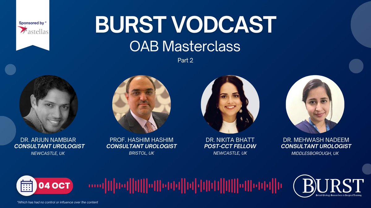 BURST Urology (@bursturology) on Twitter photo 🌟 Introducing our esteemed expert panels! 👨⚕️👩⚕️ Get ready for in-depth discussion on OAB this week. Join us for insights on evaluation, management and much more! #UroSoMe
Sponsored by <a href="/AstellasEurope/">Astellas Europe</a> which has had no control or influence over the content 🌟 Introducing our esteemed expert panels! 👨⚕️👩⚕️ Get ready for in-depth discussion on OAB this week. Join us for insights on evaluation, management and much more! #UroSoMe
Sponsored by <a href="/AstellasEurope/">Astellas Europe</a> which has had no control or influence over the content