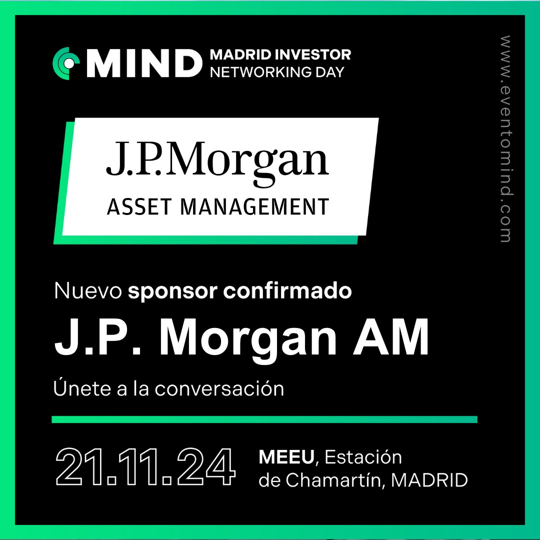 Ya estamos en octubre y seguimos confirmando empresas que colaborarán en #MIND2024: <a href="/JPMorganAM/">J.P. Morgan Asset Management</a> se une este 21 de noviembre como #sponsor Platinum.

👉Regístrate en eventomind.com con el código LINKEDINMIND
