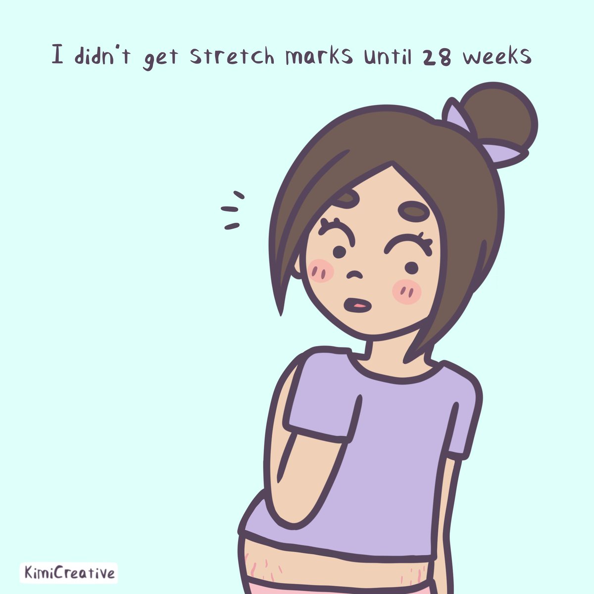KimiCreative's tweet photo. I didn’t see stretch marks until 28 weeks. At first was worry like hope I’m growing and wanna make sure Baby Nugget is growing. 

#comic https://t.co/gTEzqrA84V