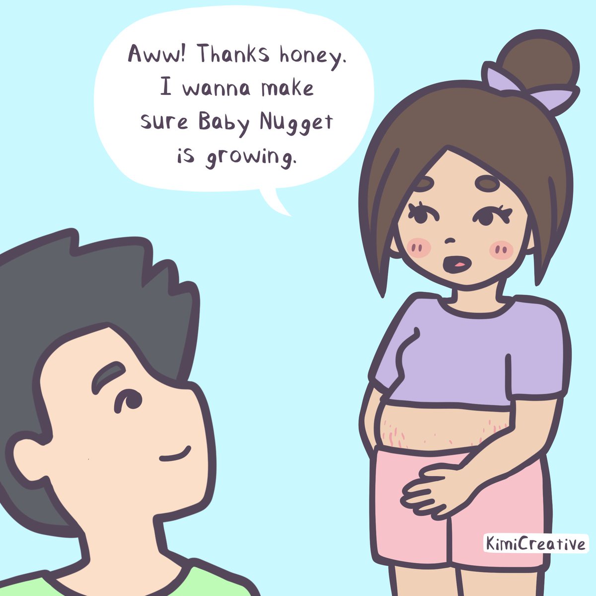 KimiCreative's tweet photo. I didn’t see stretch marks until 28 weeks. At first was worry like hope I’m growing and wanna make sure Baby Nugget is growing. 

#comic https://t.co/gTEzqrA84V