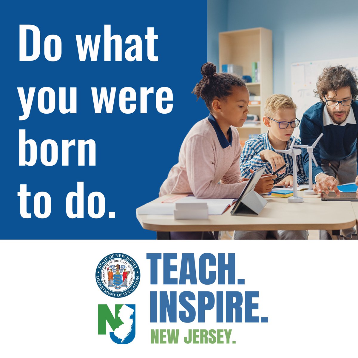 Your skills and passion can light up a classroom. Embrace the challenge and joy of teaching with #TeachInspireNewJersey! Go to teachinspire.nj.gov to learn more.