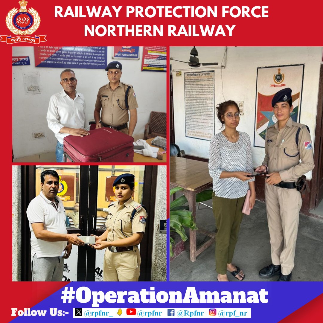 rpfnr_'s tweet photo. *We value your valuables*

Under #OperationAmanat 
#RPF NR located unclaimed bags and other valuable articles and returned to their rightful owners. @AshwiniVaishnaw @RailMinIndia @RailwayNorthern @RPF_INDIA https://t.co/nDk66mYpSz