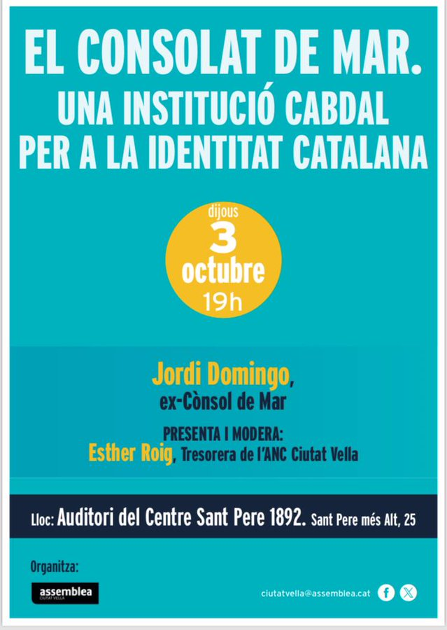 Avui parlem del Consolat de Mar amb Jordi Domingo. L'aportació més important de Catalunya al món, diuen.
<a href="/AmicsConsolat/">Amics del Consolat de Mar</a>
@ANCCiutatVell