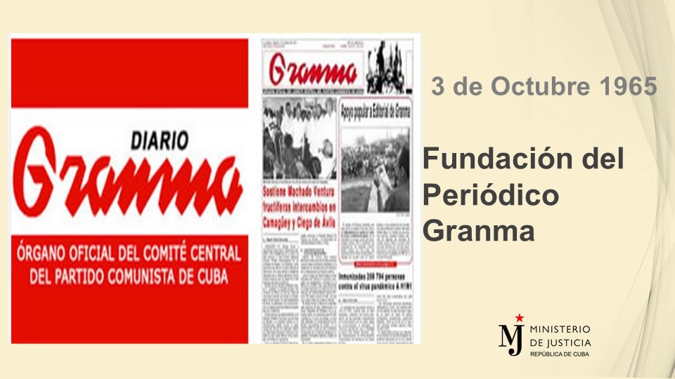 Ydael Pérez Brito (@ydaelb) on Twitter photo 3 de octubre de 1965 fue un día histórico, que marcó el inicio de una etapa superior en la unidad de las principales fuerzas revolucionarias que lucharon contra la tiranía batistiana. Nacía también en fecha tan singular el periódico Granma. #CubaViveEnSuHistoria <a href="/MinagCuba/">Ministerio de la Agricultura de Cuba</a> 3 de octubre de 1965 fue un día histórico, que marcó el inicio de una etapa superior en la unidad de las principales fuerzas revolucionarias que lucharon contra la tiranía batistiana. Nacía también en fecha tan singular el periódico Granma. #CubaViveEnSuHistoria <a href="/MinagCuba/">Ministerio de la Agricultura de Cuba</a>
