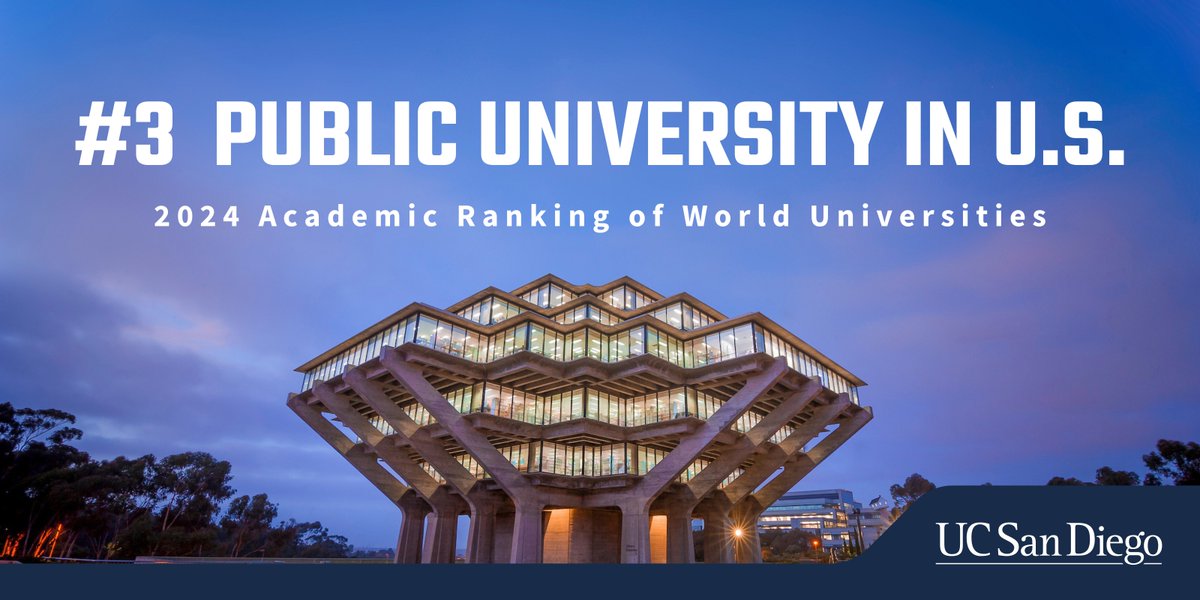 UC San Diego (@ucsandiego) on Twitter photo UC San Diego just leveled up to the No. 3 public university in the U.S. according to the 2024 Academic Ranking of World Universities by <a href="/ShanghaiRanking/">ShanghaiRanking</a>! 🌎🎉 We also advanced to No. 14 in the nation and No. 18 worldwide. 🌟 #TritonPride #UCSD #UCSanDiego bit.ly/3XricFn UC San Diego just leveled up to the No. 3 public university in the U.S. according to the 2024 Academic Ranking of World Universities by <a href="/ShanghaiRanking/">ShanghaiRanking</a>! 🌎🎉 We also advanced to No. 14 in the nation and No. 18 worldwide. 🌟 #TritonPride #UCSD #UCSanDiego bit.ly/3XricFn
