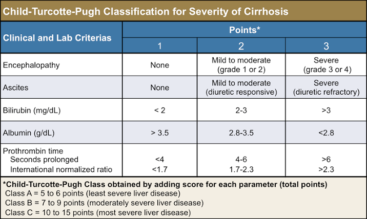 the Child–Pugh score (or the Child–Turcotte–Pugh (CTP) score or Child ...
